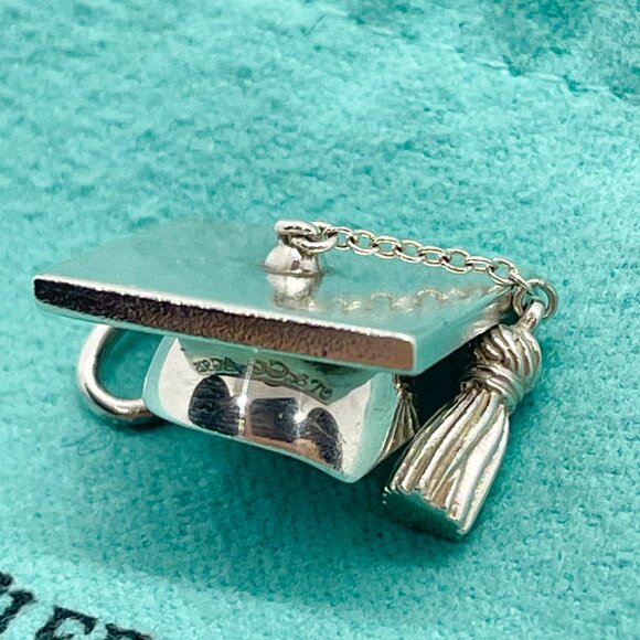Tiffany & Co. Sterling Silver Graduation Cap Hat Tassel Charm Pendant - Picture 5 of 12